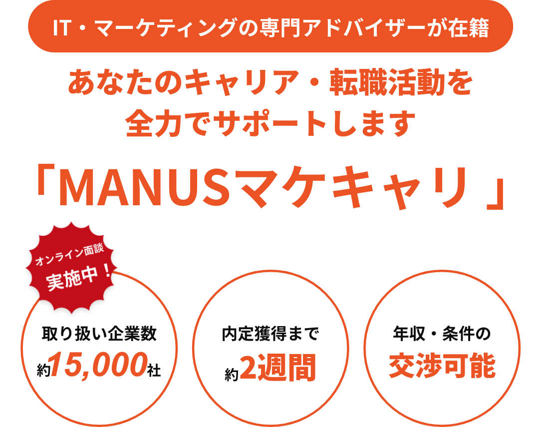 ”マーケティング人材特化型紹介「マケキャリmanus」のヘッダー画像”